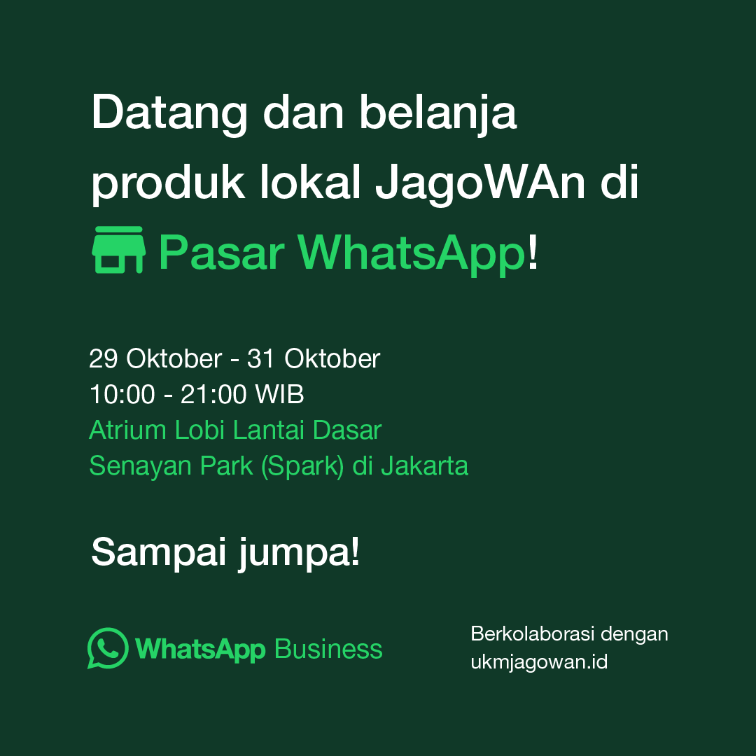 WhatsApp Bermitra dengan ukmindonesia.id Hadirkan 20 UMKM JagoWAn dalam Pameran  Pasar WhatsApp!